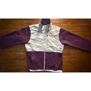 North Face Denali Womens Fleece Jacket Full Zip Purple Cream Large